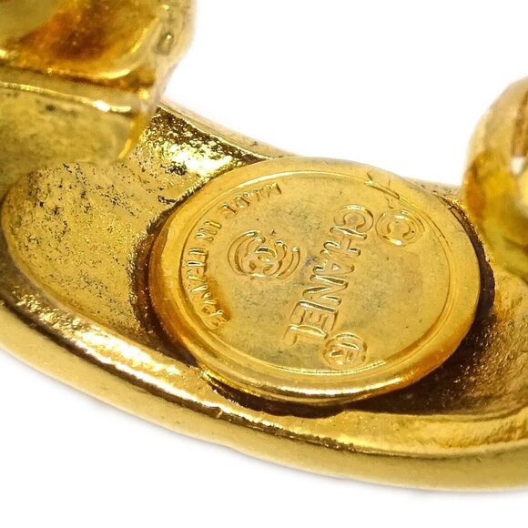 Chanel Dangle Hoop Earrings Clip-On Gold - Picture 4 of 4